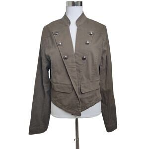 Torrid Cropped Military Style Army Green Button Open Front Plus Size